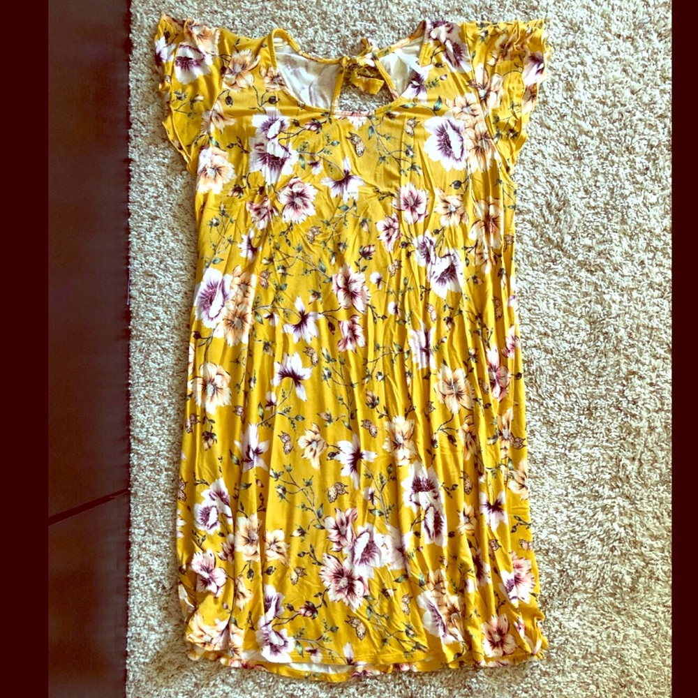 Mustard yellow floral dress